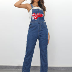 Women's Red Letter Bib Overall Denim Jeans