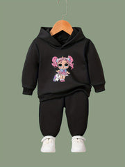 Anime Pattern Long Sleeve Hooded Sweatshirt Girls Comfy Hoodies Pullover