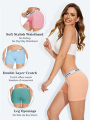 4pcs Letter Print Boyshort Panties Soft & Comfortable Stretch Panties