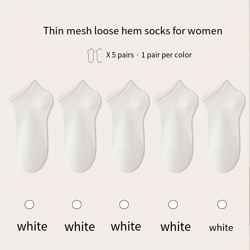 5 Pairs Solid Socks Women's Stockings & Hosiery