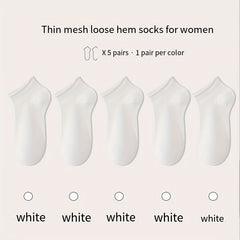 5 Pairs Solid Socks Women's Stockings & Hosiery