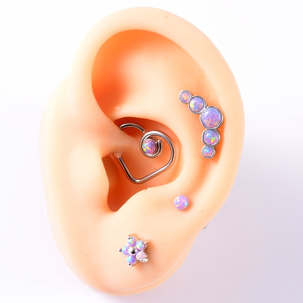 Opal Tragus Nose Ring Surgical Steel Cartilage Piercing