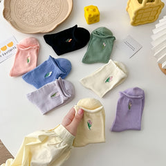 Soft Cotton Ankle Socks Floral Pattern Women's Stocking