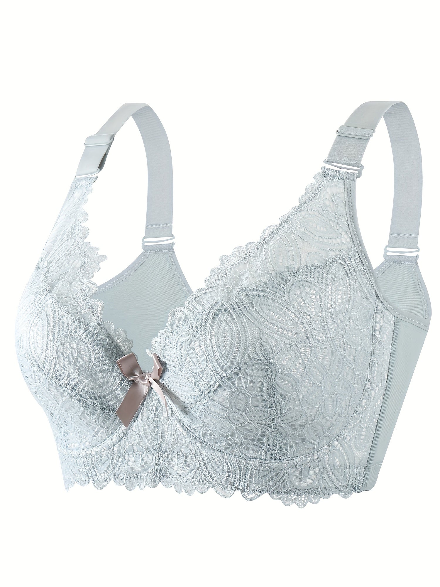 Floral Jacquard Lace Push Up Bra Plus Size