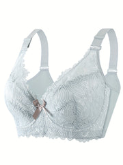 Floral Jacquard Lace Push Up Bra Plus Size