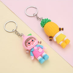 Cartoon Fruit Girl Keychain Watermelon Strawberry Pendant Ornament