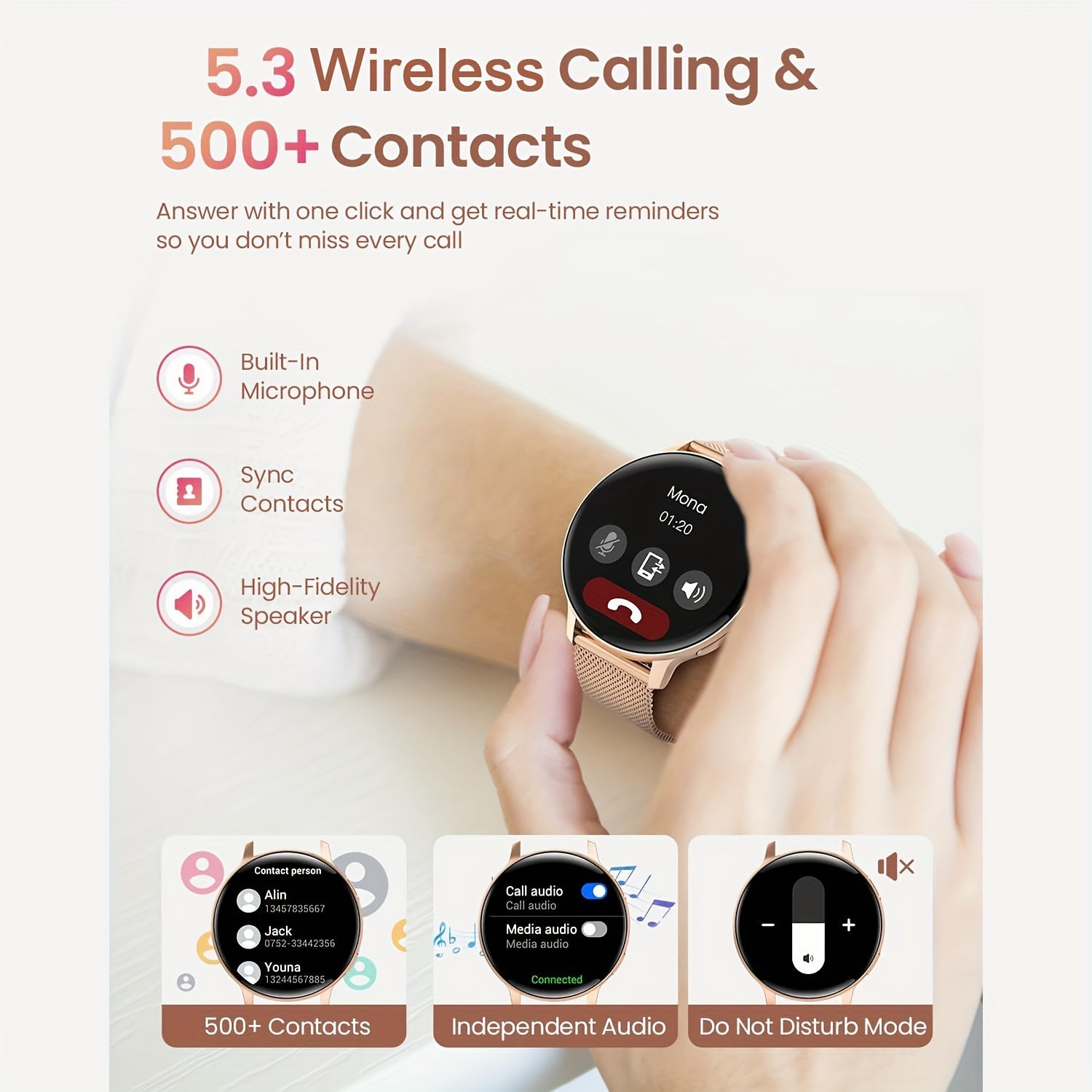 IP68 Waterproof Women's Smartwatch with Health Monitoring