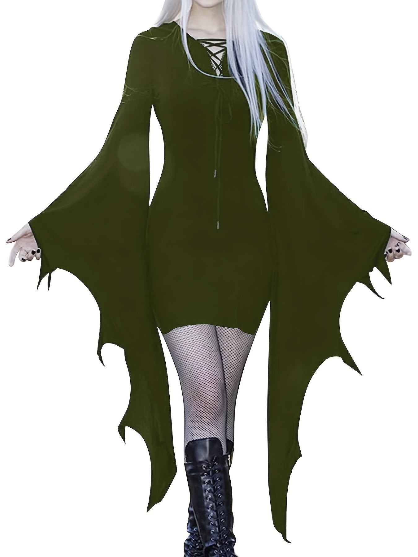 Halloween Gothic Crisscross Drawstring Dress