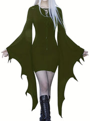 Halloween Gothic Crisscross Drawstring Dress