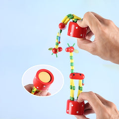 4pcs Swing Station Bucket Animal Finger Toy Wooden Giraffe Dance Toy