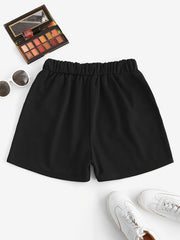 Flame Print Drawstring Shorts Elastic Waist Casual Summer Clothing