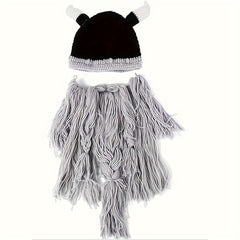 Funny Knitted Beard Hat for Halloween Christmas