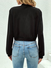 Solid Crop Jacket with Zipper Front