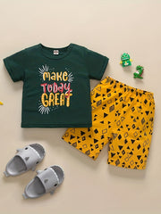 Boys Dino Print Pajama Set Top & Shorts FRIENDS Dinosaur