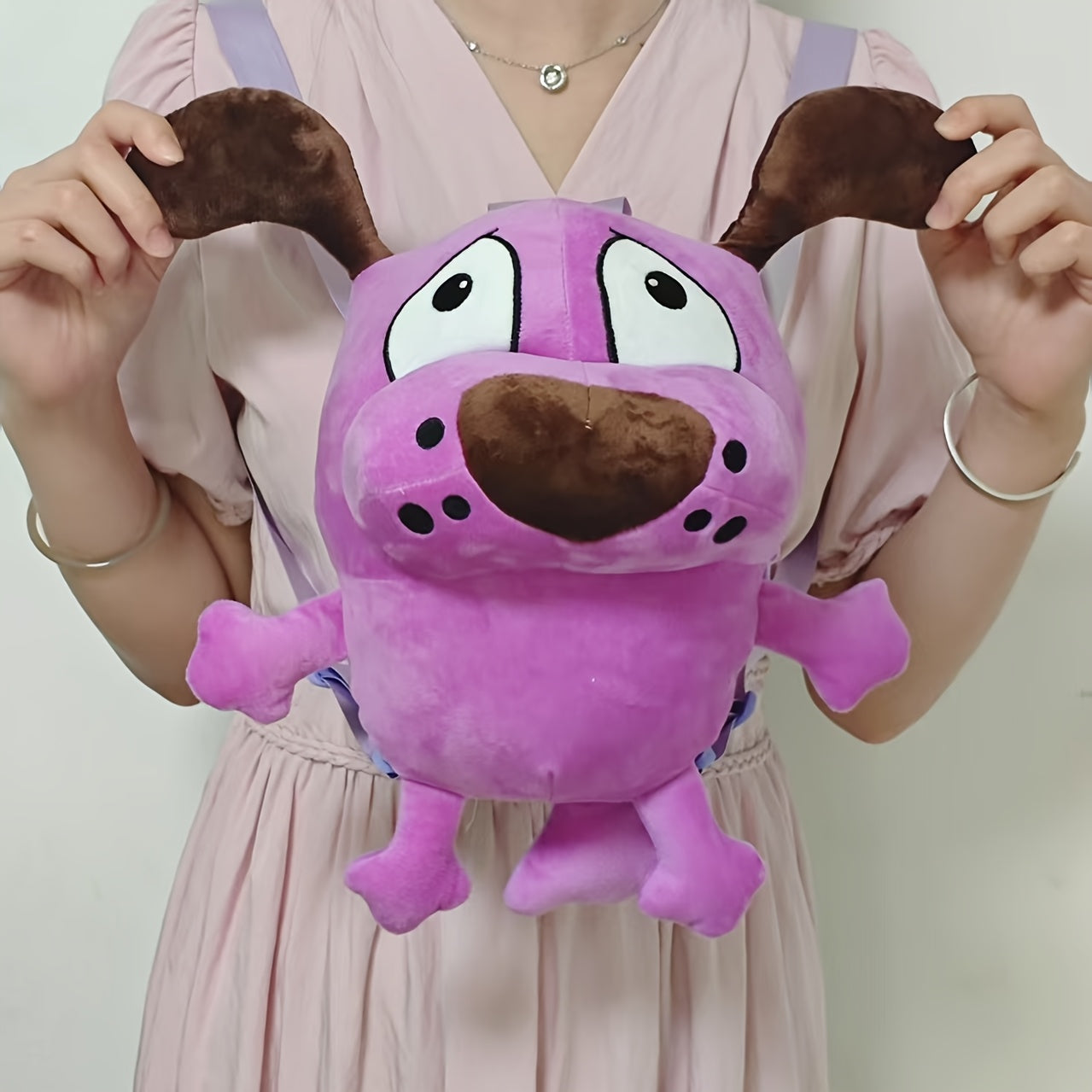 Purple Dog Plush Toy with Backpack Soft Stuffed Animal