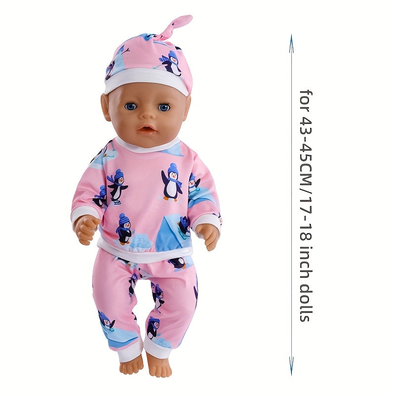 3pcs Doll Clothes Set for 18" Dolls, Penguin Whale Starfish Unicorn Patterns