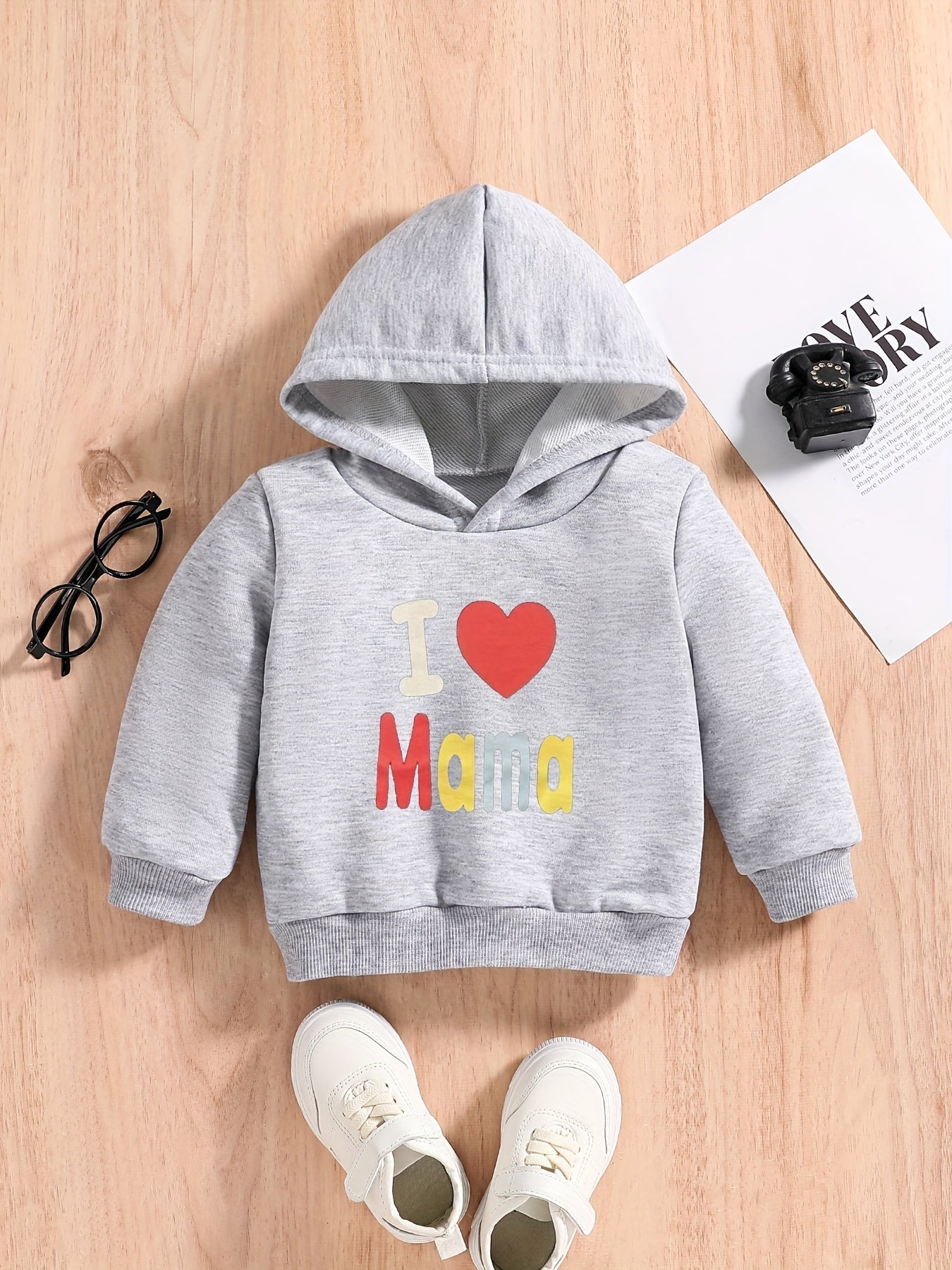 LOVE MAMA Letter Print Baby Boys Long Sleeve Sweatshirt