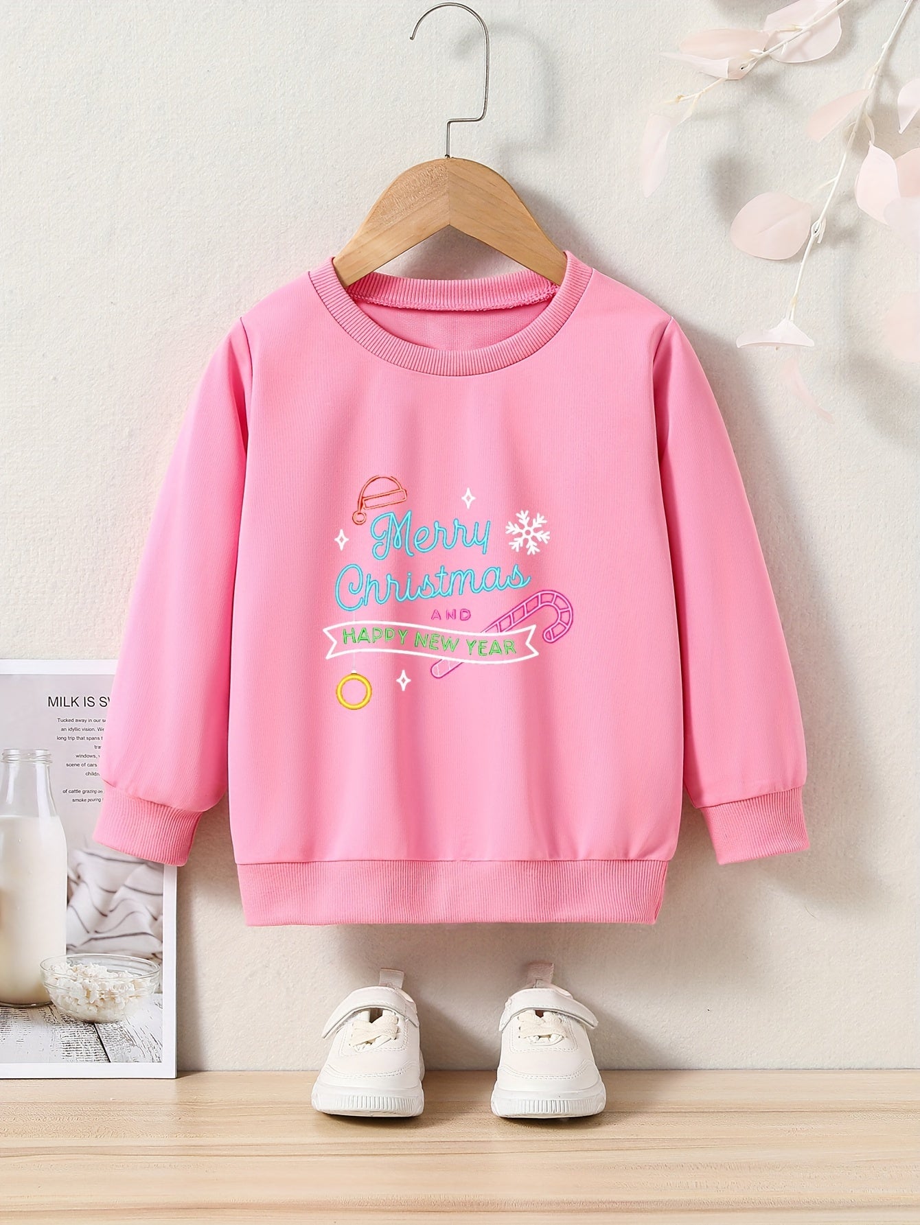 OERYUI Kids Christmas Cartoon Print Long Sleeve Sweatshirt Top