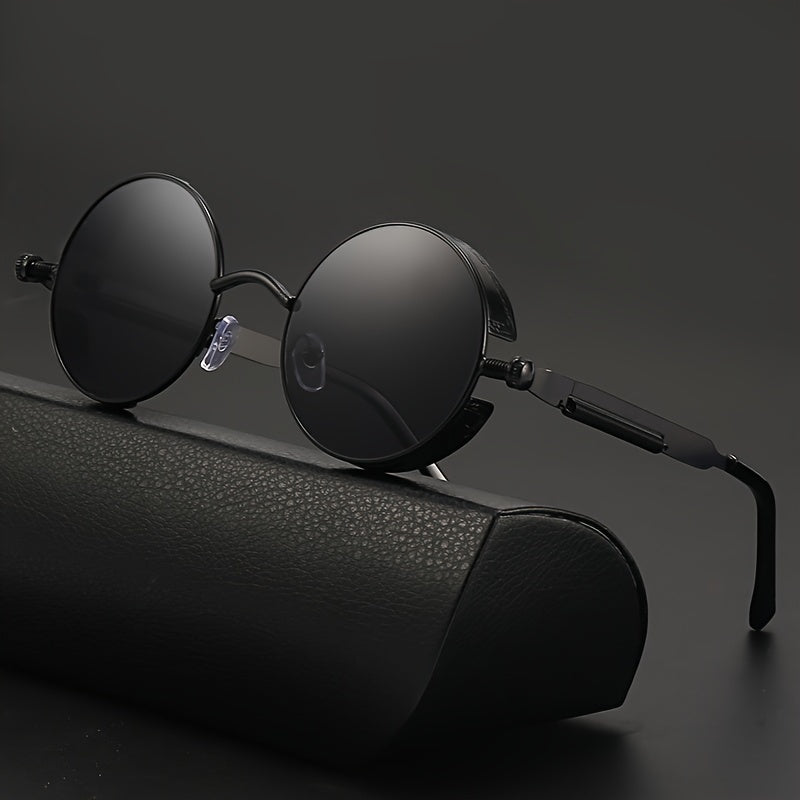 Men's Vintage Steampunk Round Stainless Steel Sunglasses