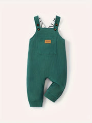 Baby Boy Waffle Letter Patched Overalls