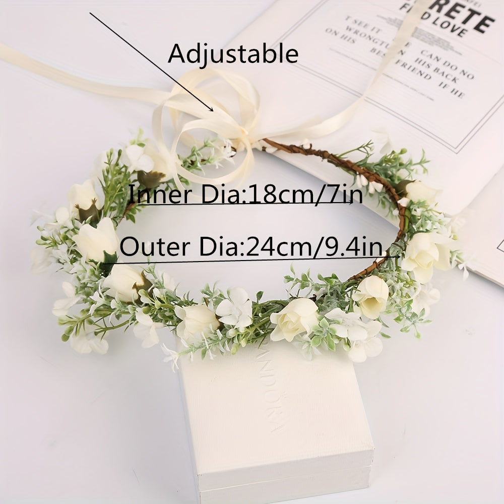 Girl's Simulated Rose Wreath Flower Hair Dress