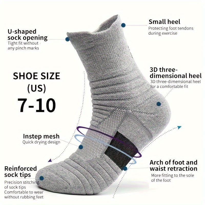 Men's Mid Crew Sport Socks, 3 Pairs, Sweat Absorbing, Comfy, Breathable