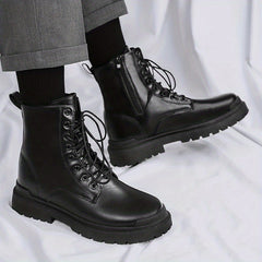 Men's Side Zip Combat Boots Casual Walking Shoes