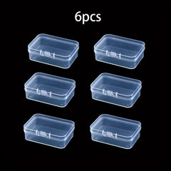 6pcs Rectangular PP Plastic Box Portable Organizer Hinged Lid Storage Box