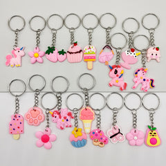 20pcs Cartoon Keychain Party Favors Mini Keyring Classroom Prizes