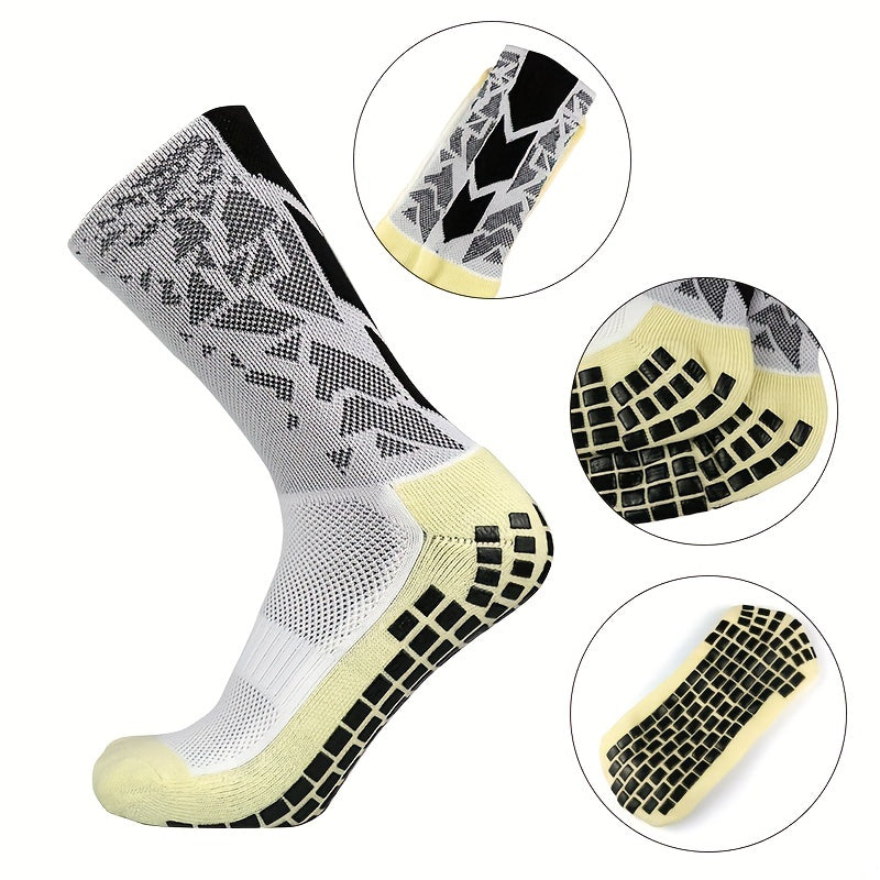 Non slip Silicone Bottom Football Socks Breathable Athletic Mid-calf Socks