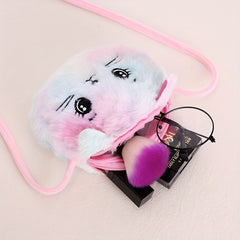 Fuzzy Plush Cat Messenger Bag Tie Dye Shoulder Satchel Coin Purse