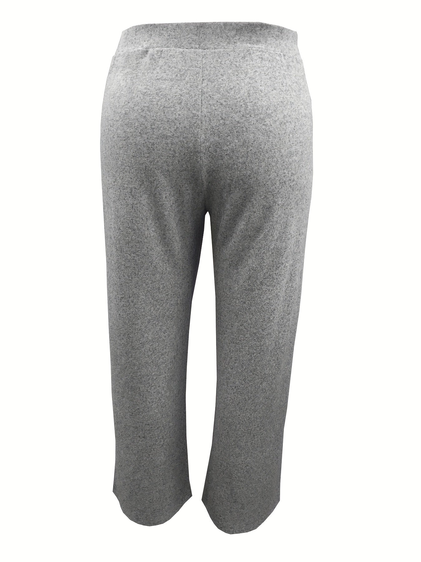 Wide Leg Sports Pants - Solid High Rise Stretch Trousers
