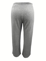 Wide Leg Sports Pants - Solid High Rise Stretch Trousers
