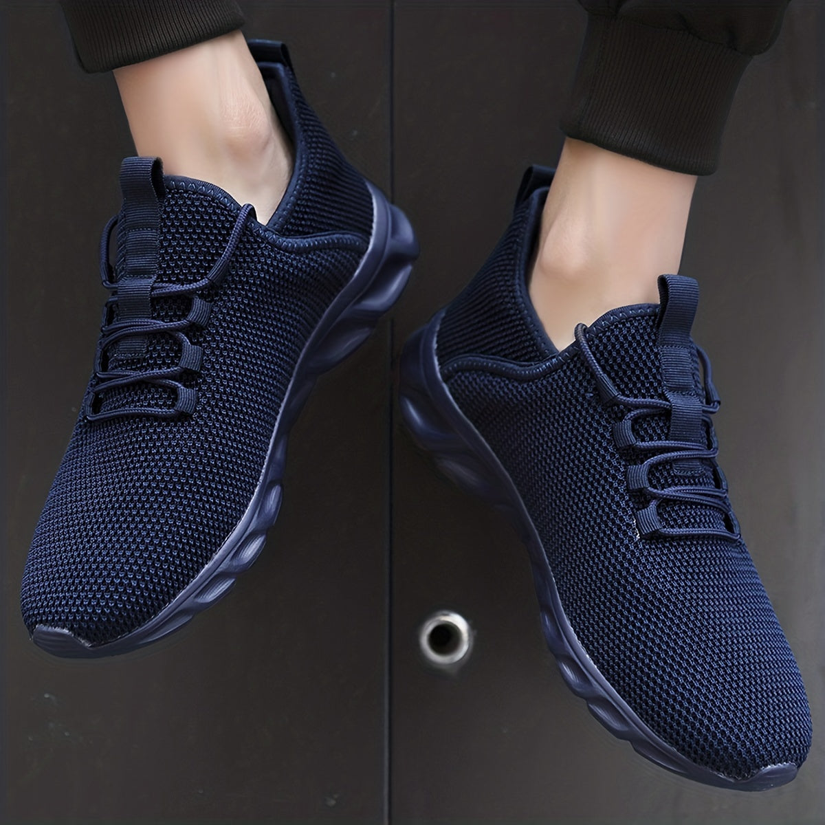 Men's Breathable Knit Lace-Up Sneakers