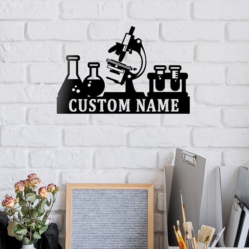 Personalized Scientist Microscope Metal Wall Art Custom Name Biologist Sign