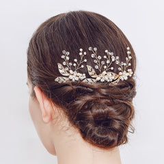 Rhinestone Leaf Bridal Hairpin Hair Accessories U-shaped Hairpin