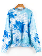 Tie Dye Round Neck Hoodie Casual Stylish Sweatshirt Women's