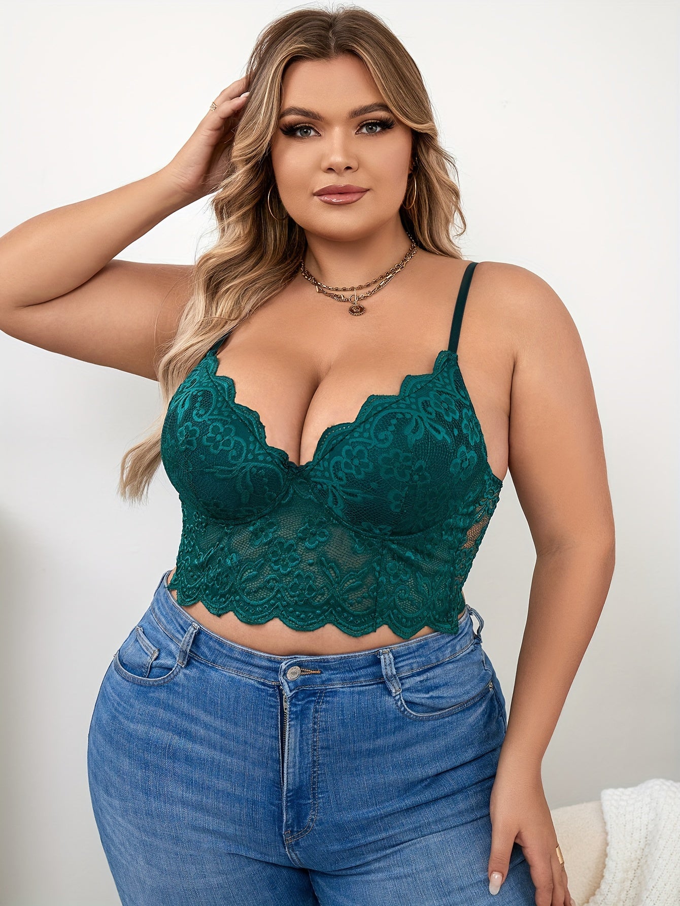 Floral Lace Underwire Longline Bra