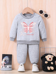Baby Butterfly Print Sweatshirt Trousers Set