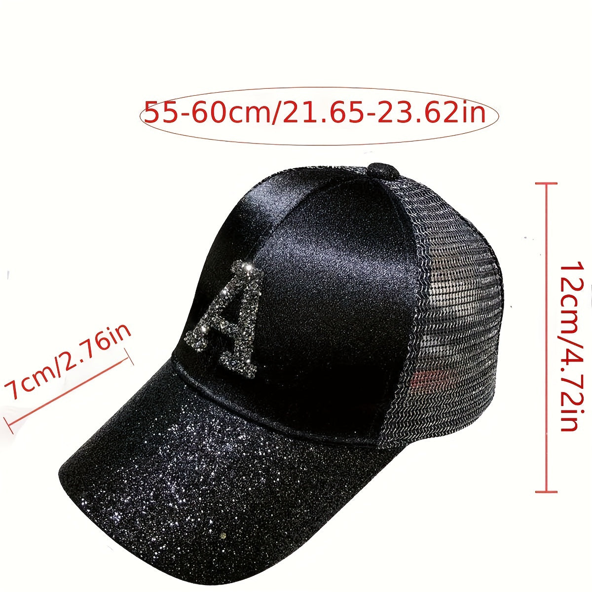 Rhinestone A Patch Trucker Hat Sequin Baseball Cap Women Hip Hop Dad Hats