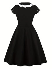 Goth Dress Women's Plus Bat Print Short Sleeve Round Neck Dress