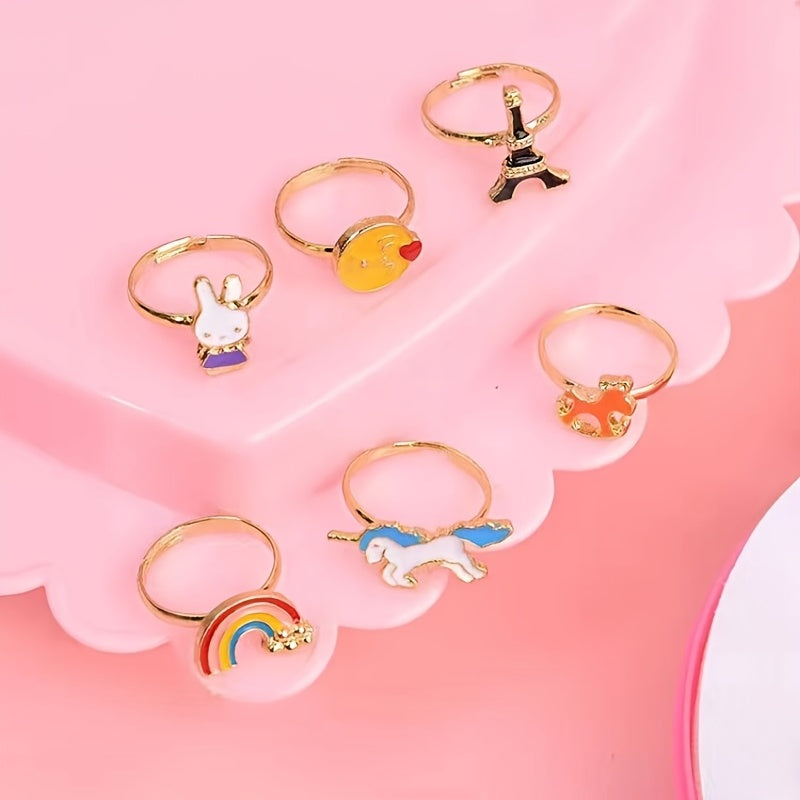 Girls Rhinestone Crown Rings Set Princess Dress Up Accessories