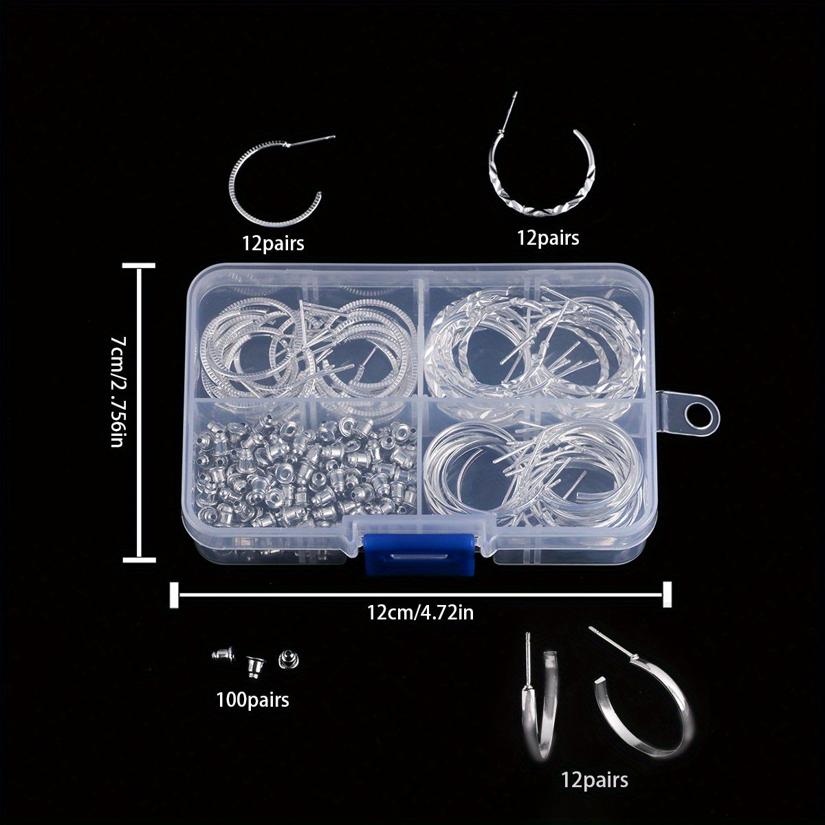 36 Pairs C-shaped Stud Earrings Set for Daily Wear