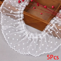 5pcs Lace Mesh Pleated Lace Polka Dot Clothing Cuffs Skirt Accessories