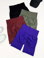Solid High Waist Yoga Shorts Women's Activewear
