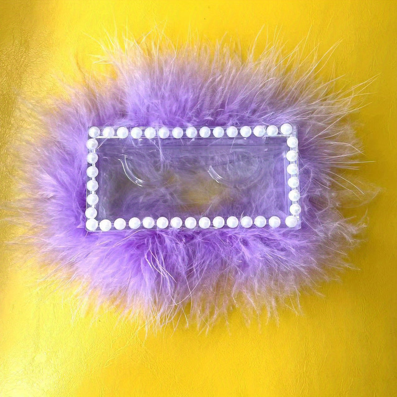Feather Pearl Lashes Holder Acrylic Eyelash Case for Strip Packaging