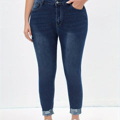 Solid Ripped High Rise Skinny Jeans