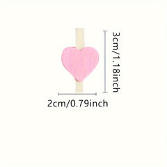 50pcs Heart Wooden Clips Wedding Craft Pegs Party Supplies