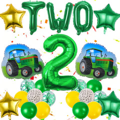 26pcs Tractor Birthday Party Supplies Set with Number, Latex, and Star Balloons
