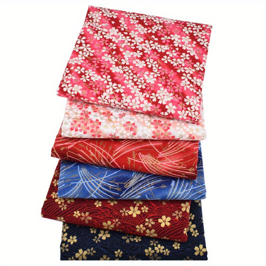 6pcs Hefeng Hot Stamping Printing Fabric Set for Crafting